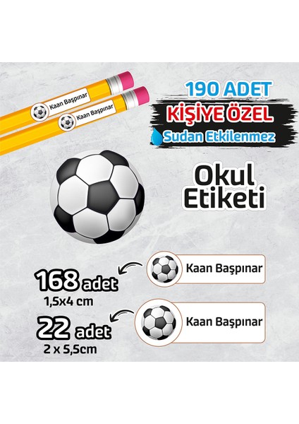 Okul Etiketi Kişiye Özel Kalem Defter Etiketi Top Model -190 Adet