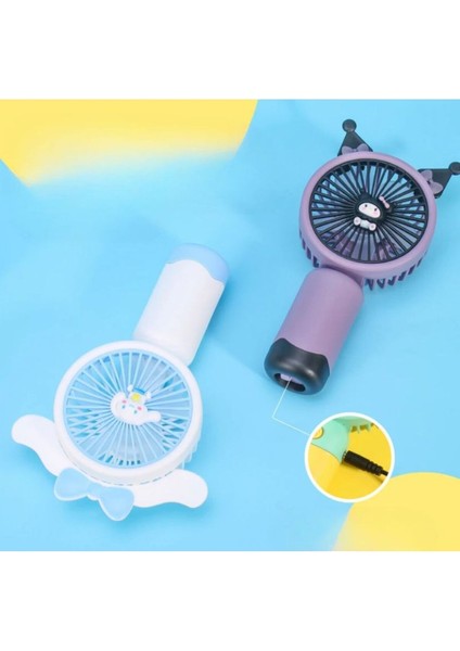Kuromi Sanrio Şarjlı USB Telefon Tutucu Mini El Fanı Vantilatör Soğutucu modelleri