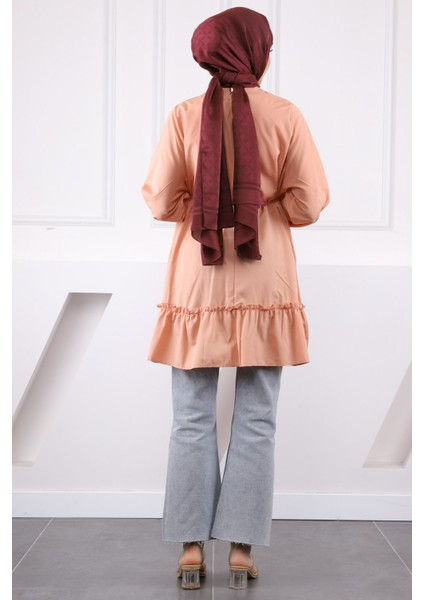 Somon Eteği Katlı Fırfırlı Tunik fırsatları