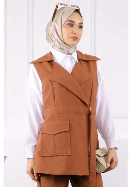 Taba Kemerli Yelek Pantolonlu Takım fırsatları