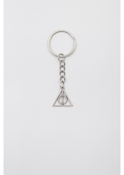 Minimal Harry Potter Ölüm Yadigarları Anahtarlık - Antik Gümüş Kaplama - Kadın Erkek