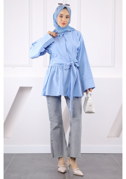 Bebe Mavi Bel Kuşaklı Tunik modelleri