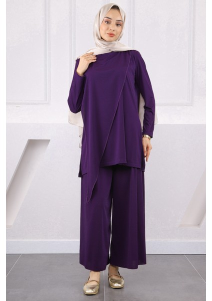 Mor Ön Detaylı Sandy Tunik Pantolon Takım fiyatları