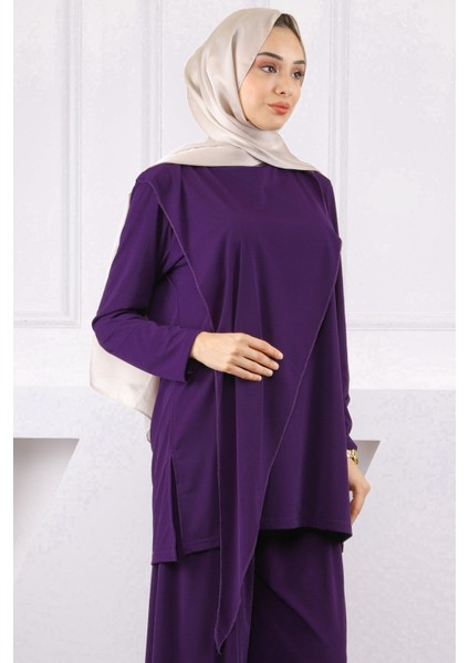 Mor Ön Detaylı Sandy Tunik Pantolon Takım fırsatları