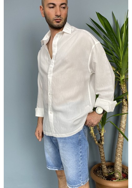 Ince Kumaş Oversize Uzun Kollu Gömlek