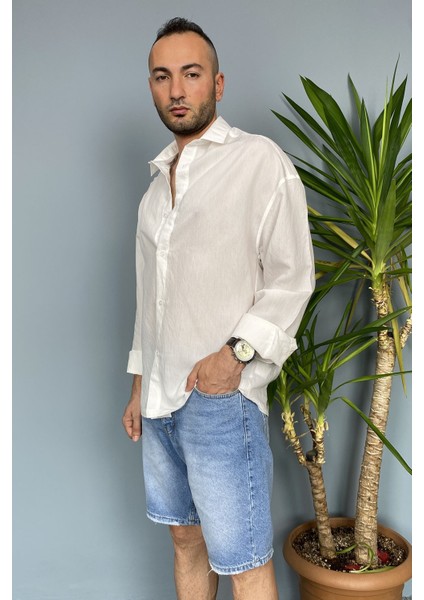 Ince Kumaş Oversize Uzun Kollu Gömlek