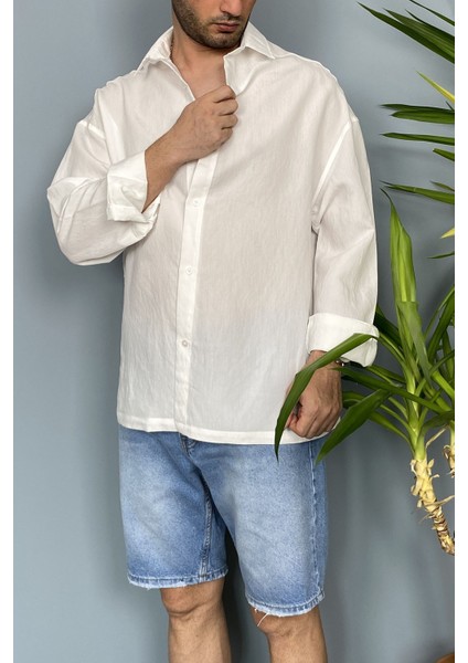 Ince Kumaş Oversize Uzun Kollu Gömlek