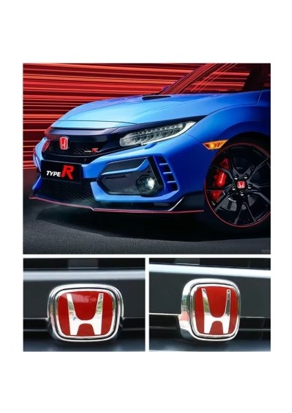 Honda Civic Fc5 2016-2021 12*9 cm Ön ve Arka Panjur Logosu Kırmızı (Cam Logo)