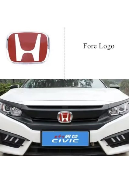 Honda Civic Fc5 2016-2021 12*9 cm Ön ve Arka Panjur Logosu Kırmızı (Cam Logo) fiyatları