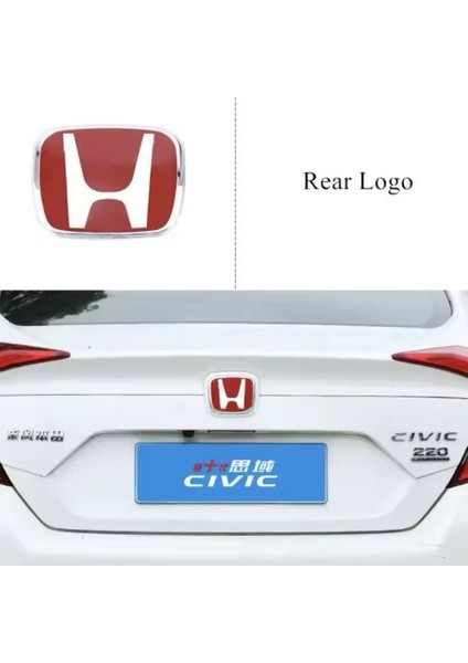 Honda Civic Fc5 2016-2021 12*9 cm Ön ve Arka Panjur Logosu Kırmızı (Cam Logo) modelleri