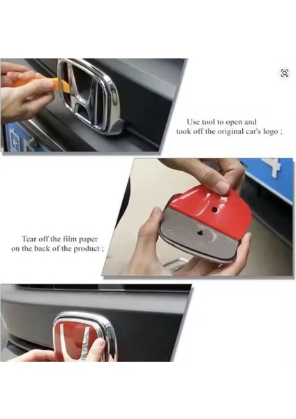 Honda Civic Fc5 2016-2021 12*9 cm Ön ve Arka Panjur Logosu Kırmızı (Cam Logo) fırsatları