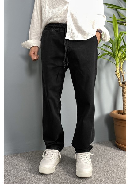 Beli Bağcıklı ve Lastikli Mesimlik Kot Pantolon