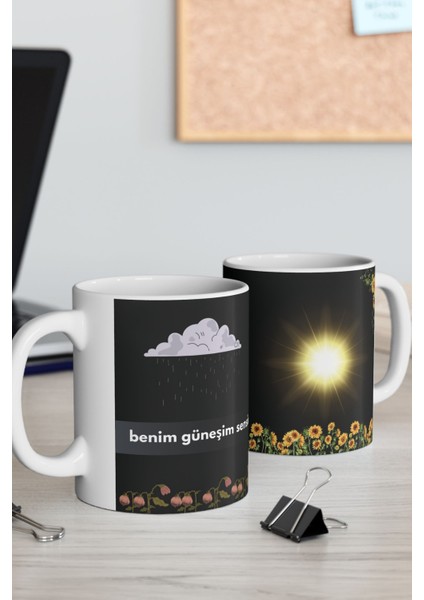 Kupa – “benim Güneşim Sensin” Mesajlı | Anlamlı Hediyelik Bardak | Çift Yön Baskılı | 330 ml