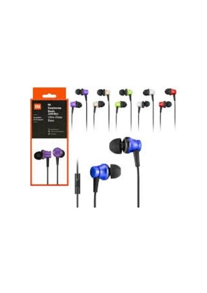 ESLIFETECH26AKSESUAR Red Mi-Xiaomi Uyumlu Mi Earphones Basic Ultra Deep Bass 3.5mm Jacklı Kablolu Mikrofonlu Kulakiçi Kulaklık(Pembe-Pink)