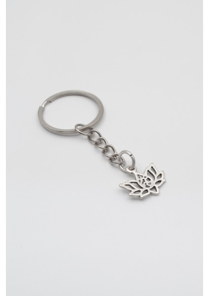 Minimal Om Sembollü Lotus Çiçeği Anahtarlık - Antik Gümüş Kaplama - Kadın Erkek fiyatları