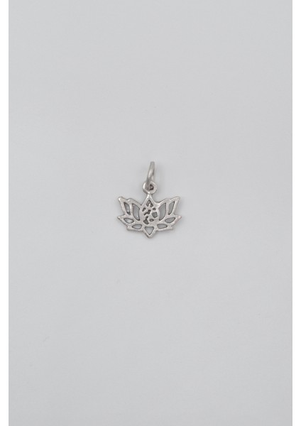 Minimal Om Sembollü Lotus Çiçeği Anahtarlık - Antik Gümüş Kaplama - Kadın Erkek modelleri