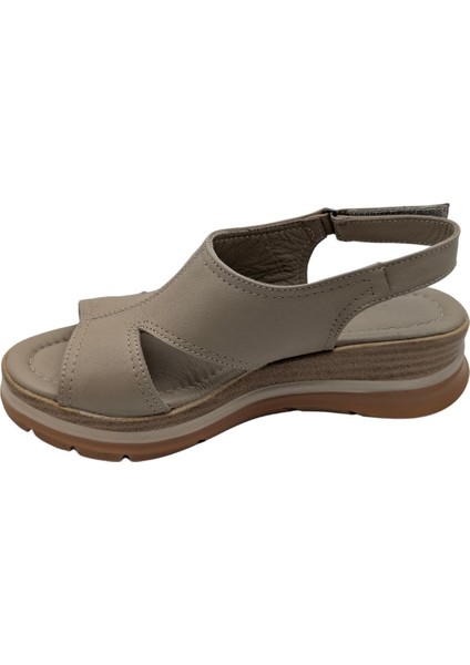 Diamelle - Kadın Hakiki Deri Cırtcırtlı Sandalet - Vizon - 36 fiyatları