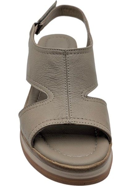 Diamelle - Kadın Hakiki Deri Cırtcırtlı Sandalet - Vizon - 36 modelleri