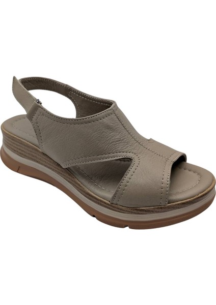 Diamelle - Kadın Hakiki Deri Cırtcırtlı Sandalet - Vizon - 36 fırsatları