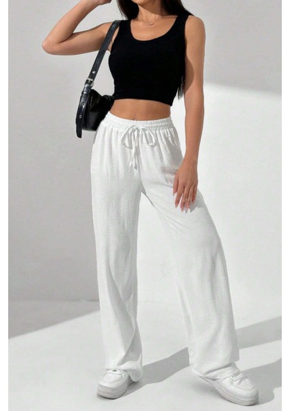 Beyaz Bol Paça Müslin Kadın Pantolon fiyatları