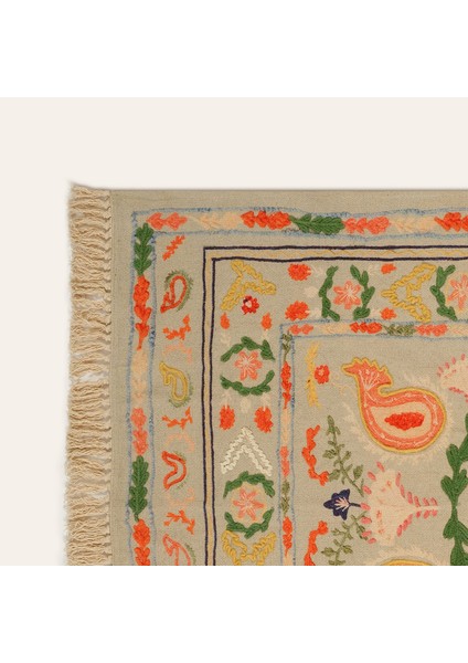 Palrı Baskı Nakışlı Pamuk Pamuk Kilim 120X180 cm Renkli modelleri