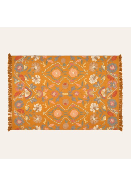 Palrı Nakışlı Pamuk Pamuk Kilim 120X180 cm Sarı