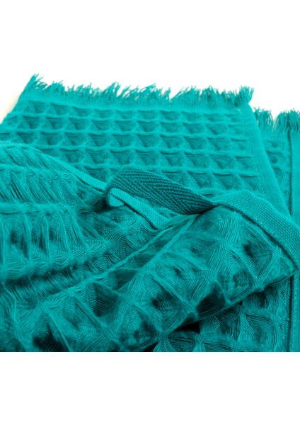 Solıd Waffle Pamuk Modal Pamuklu Yüz Havlusu 50X90 cm Koyu Yeşil