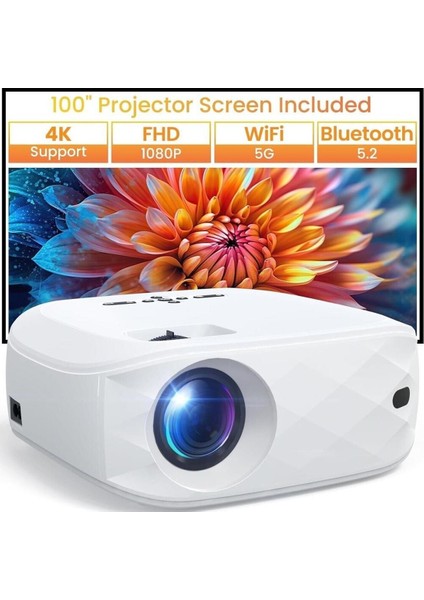Projektör, Wifi ve Bluetooth - Telefonlar Için Ekranlı 12000L Yerel 1080P