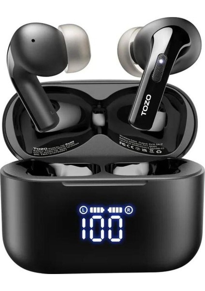 T20 LED Dijital Ekranlı Kablosuz Bluetooth Kulaklık Siyah