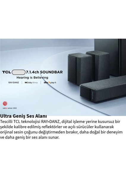 7.1.kanal 1020W Dolby Atmos Kablosuz Uydu Hoparlörlü Wireless Soundbar