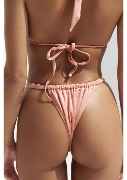 Dahlia Askısı Düğüm Detaylı Somon Bikini Üstü