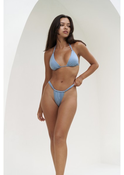 Dahlia Büzgü Detaylı Kalın Bantlı Mavi Bikini Altı fiyatları
