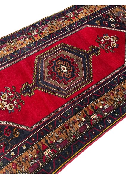 El Dokuma Az Hatalı Yahyalı Halısı 120X230 Kırmızı Kök Boya Halı modelleri