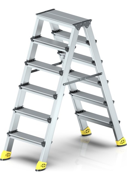 Elmas Serisi - 6+6 Alüminyum Çift Çıkışlı Merdiven - 6 Basamaklı Ev, Bahçe ve İş Yeri Kullanımına Uygun fiyatları