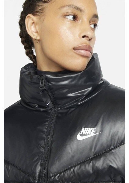 Sportswear Down Fill Therma Fit City Series Full Zip Kadın Bol Kesim Kaz Tüyü Spor Ceket Siyah modelleri