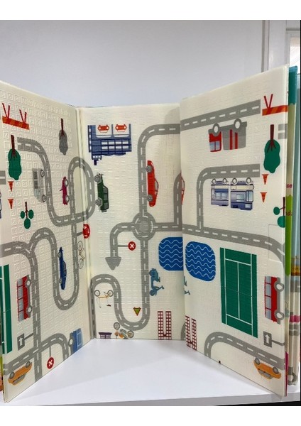 Taşıt ve Hayvan Resimli Katlanabilir Oyun Halısı 180X200 cm (Çantalı)