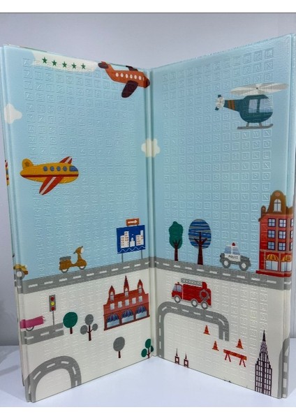 Taşıt ve Hayvan Resimli Katlanabilir Oyun Halısı 180X200 cm (Çantalı)