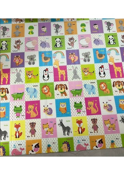 Taşıt ve Hayvan Resimli Katlanabilir Oyun Halısı 180X200 cm (Çantalı)