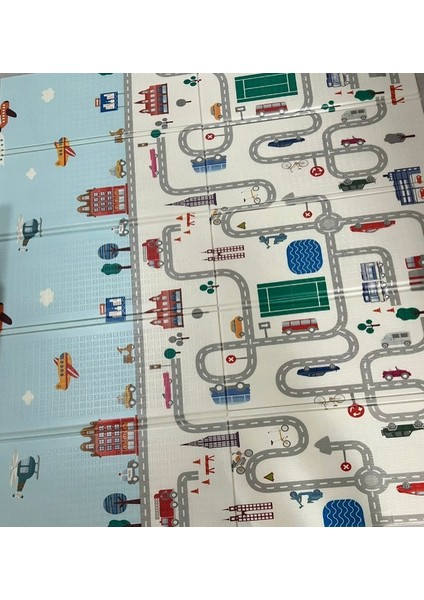 Taşıt ve Hayvan Resimli Katlanabilir Oyun Halısı 180X200 cm (Çantalı)