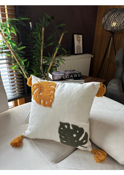 Punch Işlemeli Dekoratif Kırlent – 40X40 cm | Polyester Kılıf + %100 Pamuk Iç Dolgu