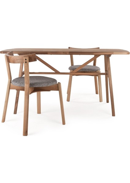 6 Kişilik Slim Ceviz Masa, Masif Ahşap Masa, %100 Doğal Ahşap Masa, Retro Masa, Modern Masa, 150cm