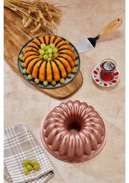 Granit Döküm Yanmaz Yapışmaz 26 cm Dilimli Kek Kalıbı Rosegold fiyatları