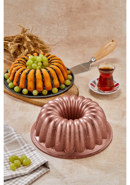 Granit Döküm Yanmaz Yapışmaz 26 cm Dilimli Kek Kalıbı Rosegold fırsatları