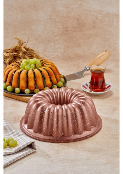 Granit Döküm Yanmaz Yapışmaz 26 cm Dilimli Kek Kalıbı Rosegold indirimleri