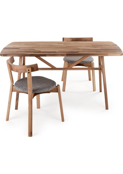 6 Kişilik Slim Ceviz Masa, Masif Ahşap Masa, %100 Doğal Ahşap Masa, Retro Masa, Modern Masa, 150cm