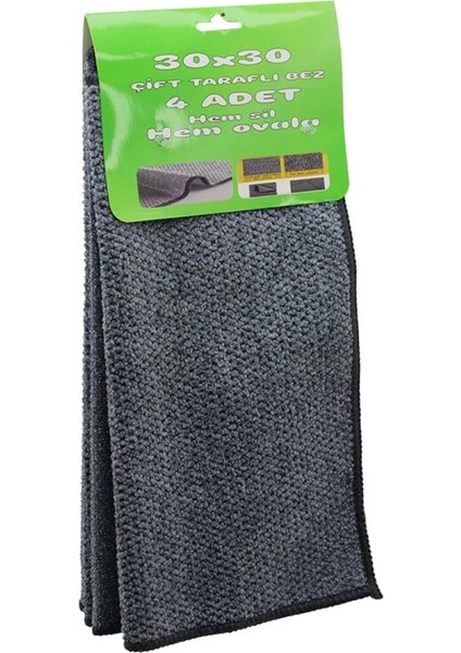 4pcs 30X30CM Çift Taraflı=mikrofiber - Tel Bez Zor Kir Bezi Hem Sil - Hem Ovala (4887)