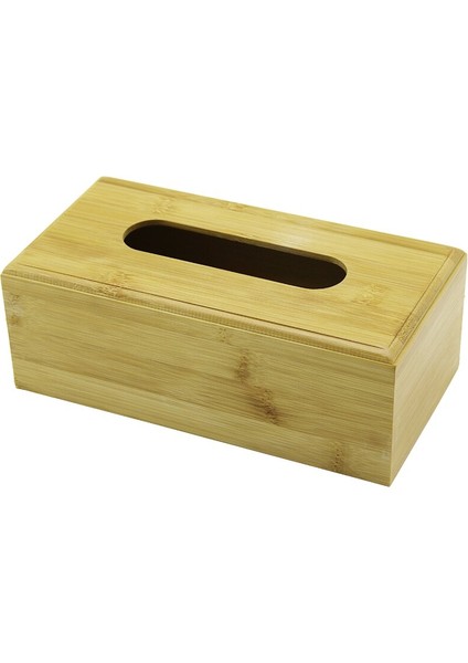 Ahşap - Bambu Peçetelik Kutu 11.6 x 22.8cm Alt Kapaklı = Kayar Kanallı - Aç-Kapa (4604)