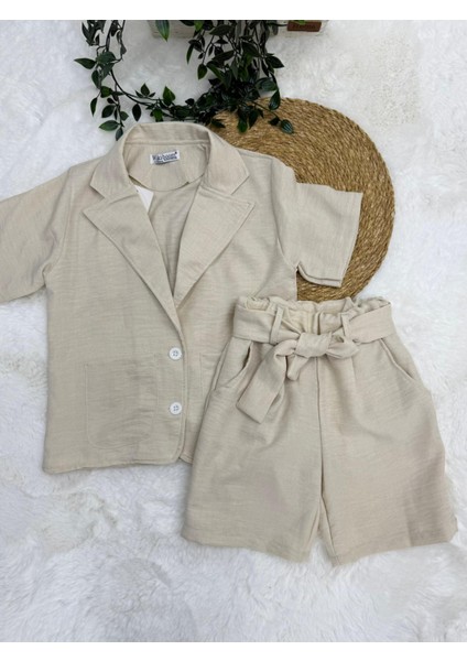 Kız Çocuk Blazer Çeket Şortlu Takım