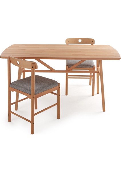 6 Kişilik Slim Kayın Masa, Masif Ahşap Masa, %100 Doğal Ahşap Masa, Iskandinav Masa, Modern 150cm