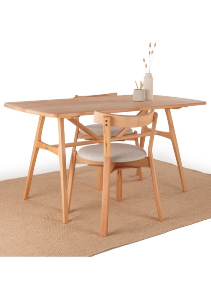 6 Kişilik Slim Kayın Masa, Masif Ahşap Masa, %100 Doğal Ahşap Masa, Iskandinav Masa, Modern 150cm